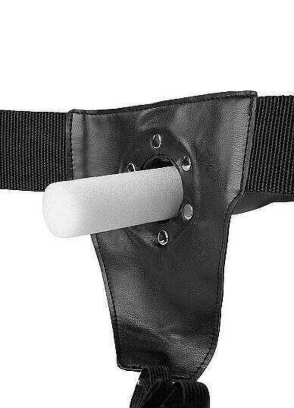OUCH! SHOTS AMERICA Hollow Strap On With Balls Ribbed Gunmetal 8”/ 21 cm gallery