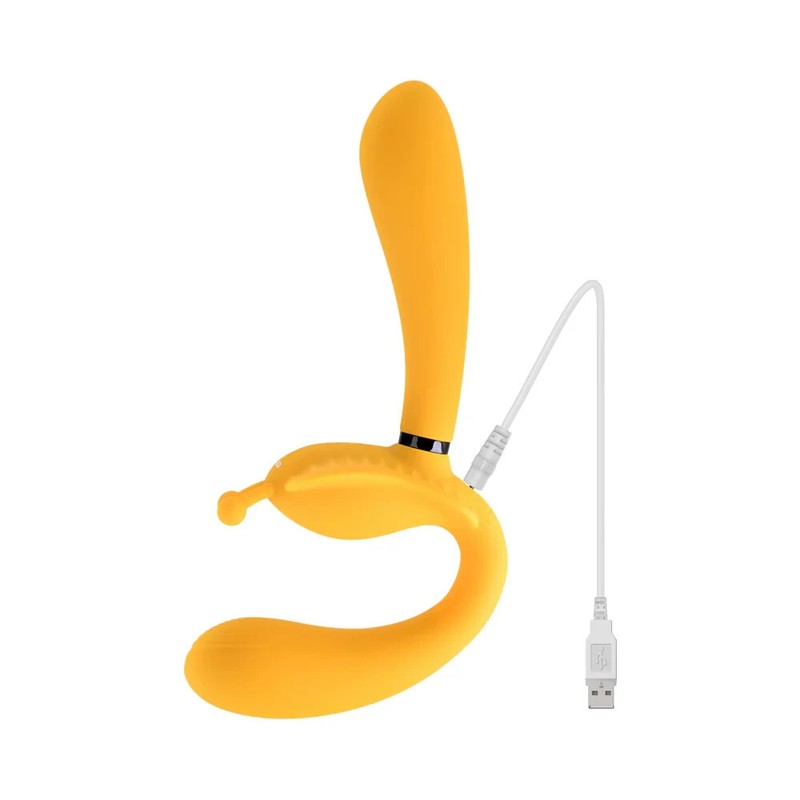 Evolved Novelties The Monarch Triple Shaft Strapless Strap-On Vibrator - Yellow gallery