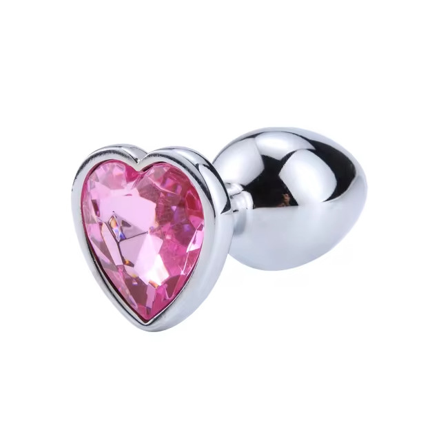 Anal Plug Heart Size S-2.8CM, Stainless Steel Crystal Anal Plug Removable