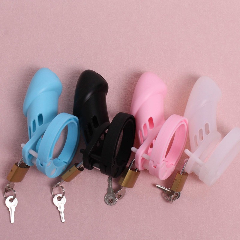 Male Chastity Penis Cock Cage Device Plastic/Silicone Lock Belt Sex Toys BDSM gallery