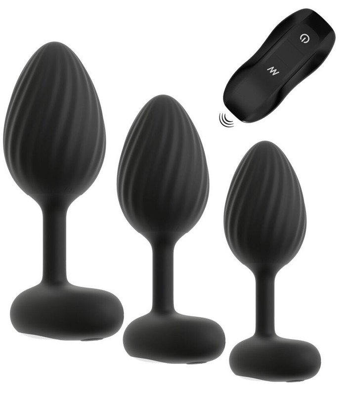3 Butt Plug Vibrating Silicone Kit with Remote Control 10 Modes USB Waterproof