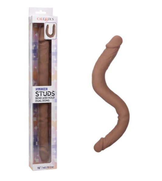 California Exotic Calexotics Studs Bend And Hold Dual Dong 16&Prime; Brown, New