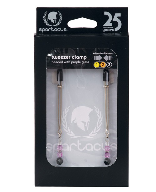 Spartacus Adjustable Tweezer Nipple Clamps w/Purple Beads gallery