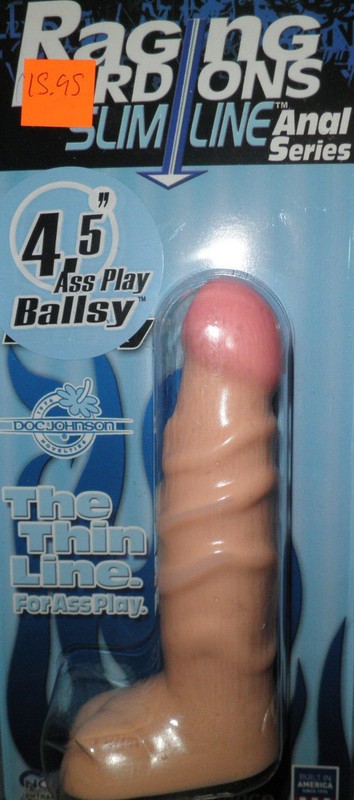 Doc Johnson Raging Hard Ons Slim Line Anal Series Ballsy – 4.5&Prime; Penis Dildo Dong