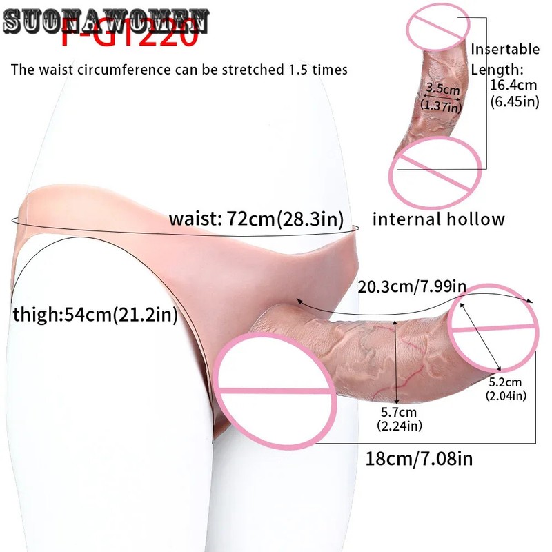 Silicone Briefs With Lifelike Hollow Dildo Realistic Penis Sleeve Pants For Men gallery