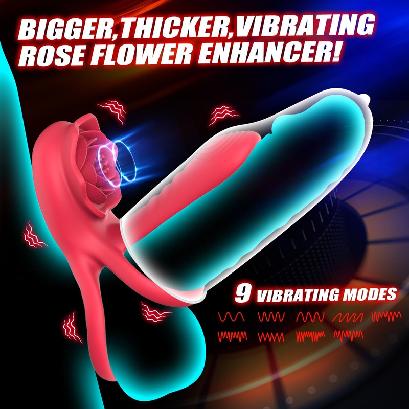 Vibrating Penis Vibrator Cock Ring Clit Stimulator Rose Sex Toys for Couple US