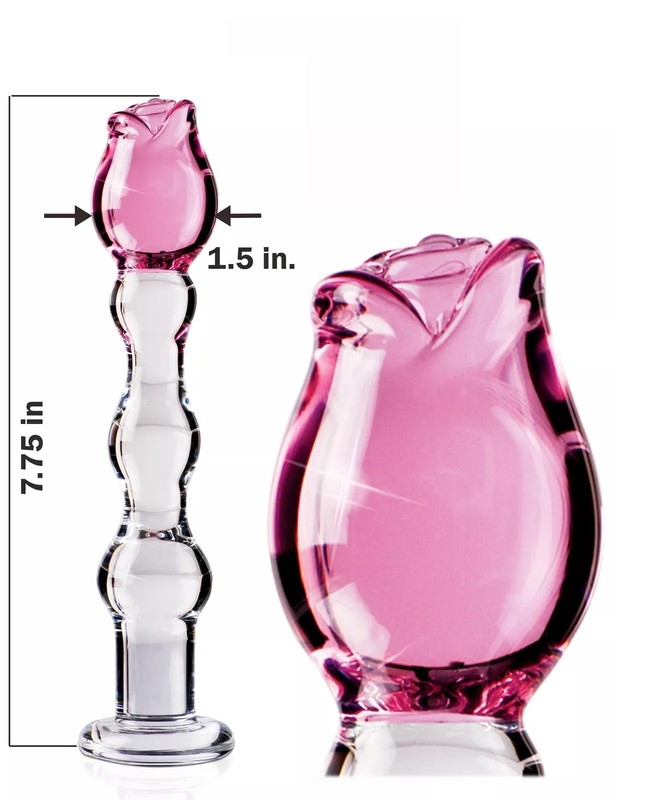 Icicles #12 Glass Dildo Rose-Shaped Tip G-Spot Stimulator – Hand Blown Glass