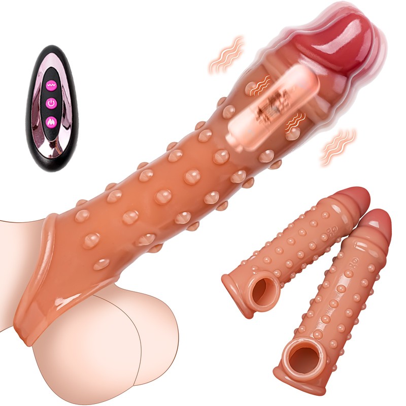 Male Vibrator Cock Girth Enlarger Enhancer Penis Extension Extender Sleeve Men gallery