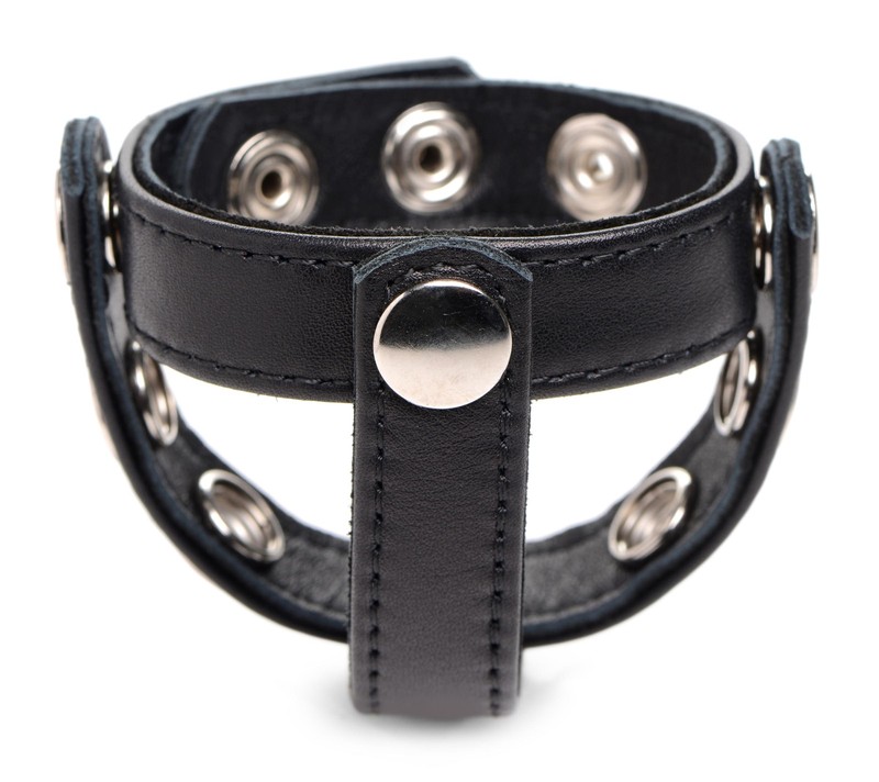Snap-on Cock and Ball Harness Penis Stretcher Male Scrotum Testicle Squeeze Ring