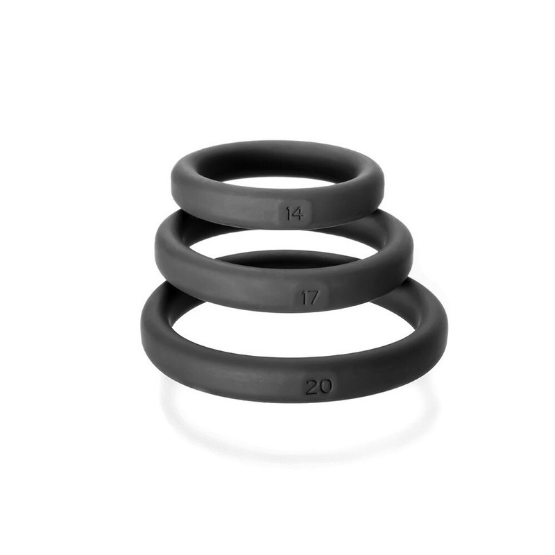Perfect Fit Xact-Fit 3 Silicone Rings Black - Sizes #14-17-20 - Penis Cock Rings gallery