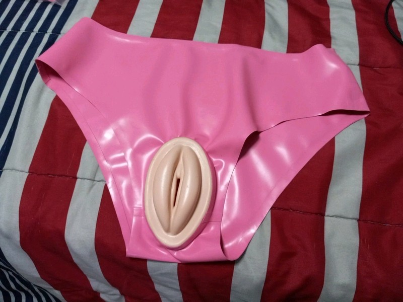 Latex Vaginal Pink Briefs Rubber Panties Sheath BDSM Fetish Customize 0.4mm XL