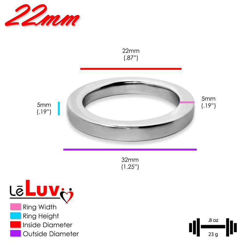 LeLuv Eyro Stainless Steel Glans/Cock Rings 5mm Width | Choose Diameter & Height gallery