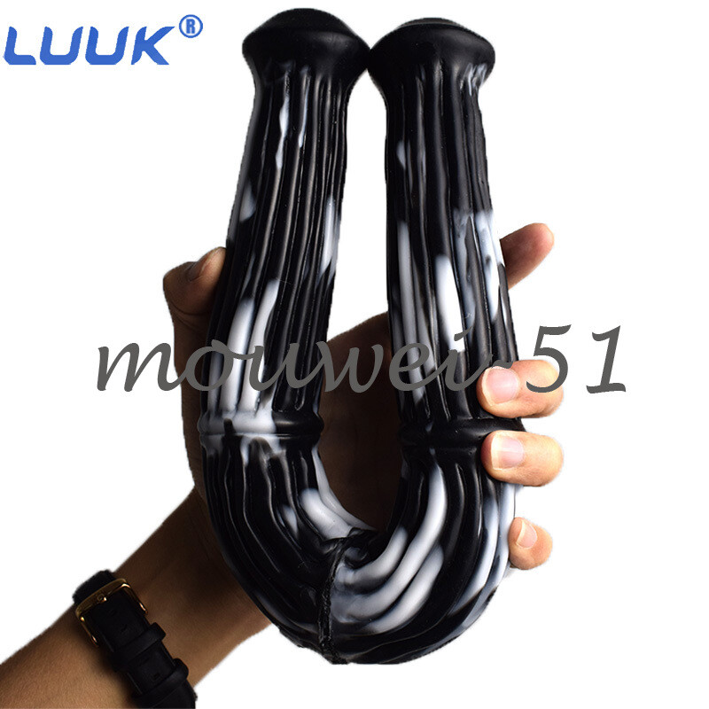 42CM Long Double Head Glans Striped Liquid Silicone Anal Plug G-spot Sex Toys gallery