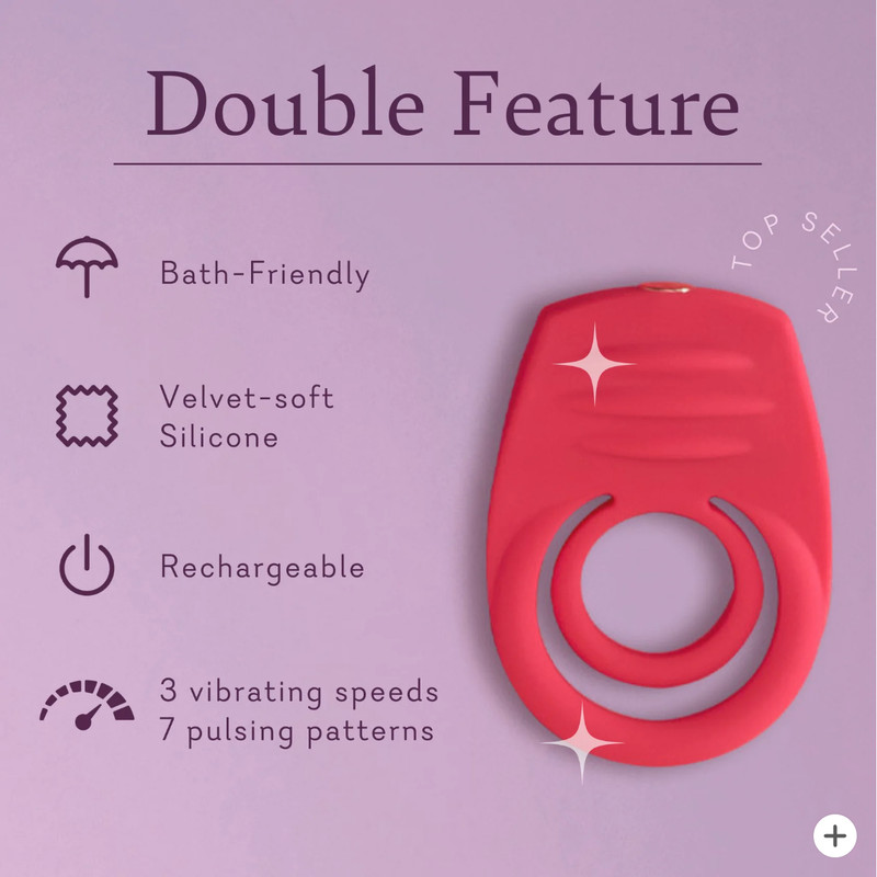 Pure Romance DOUBLE FEATURE 10 Function Vibration Male C-Ring NEWEST VERSION gallery