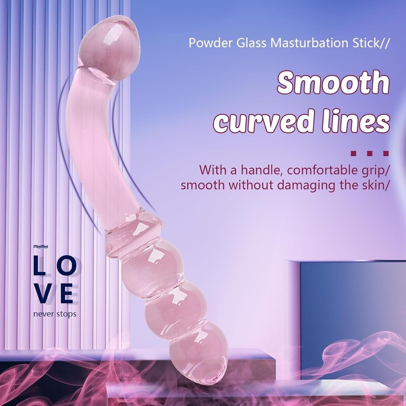 Crystal Anal Butt Plug with Bead Design for Enhanced Sexual Pleasure Pink Glass gallery