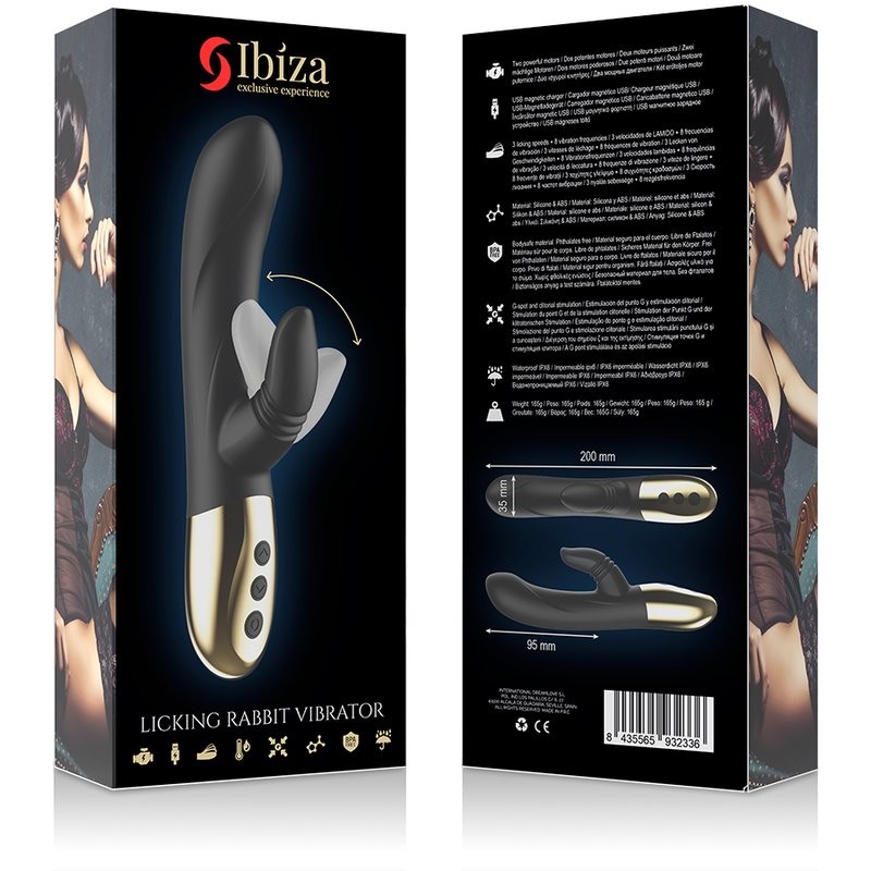 Ibiza Licking Rabbit - Black Silicone Vibrator with Licking Function gallery