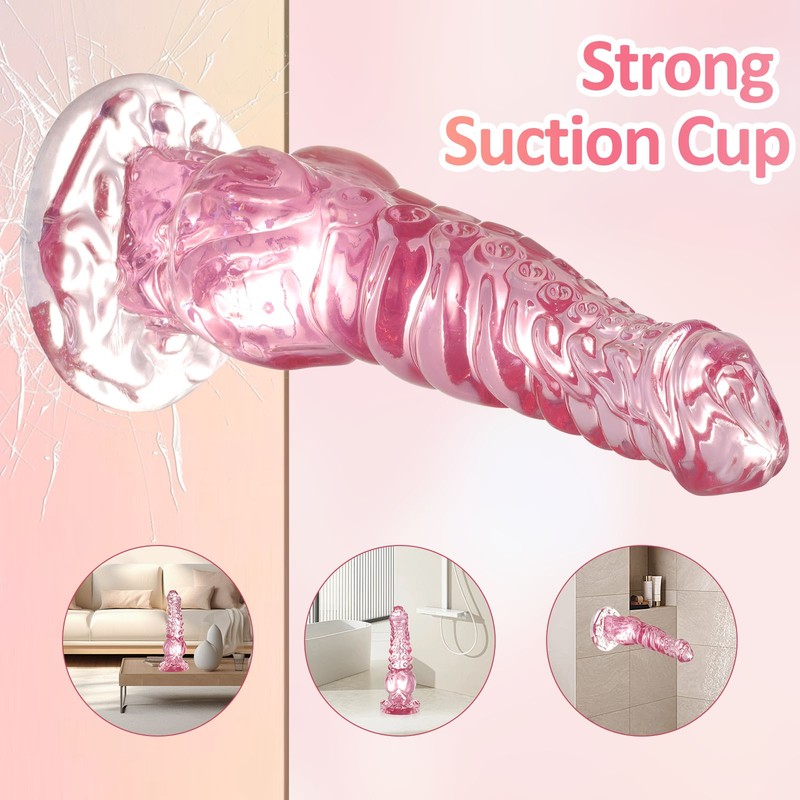 Jelly Dong Knot Dildo Suction Cup Waterproof Penis Dick Cock Anal G-Spot Sex Toy
