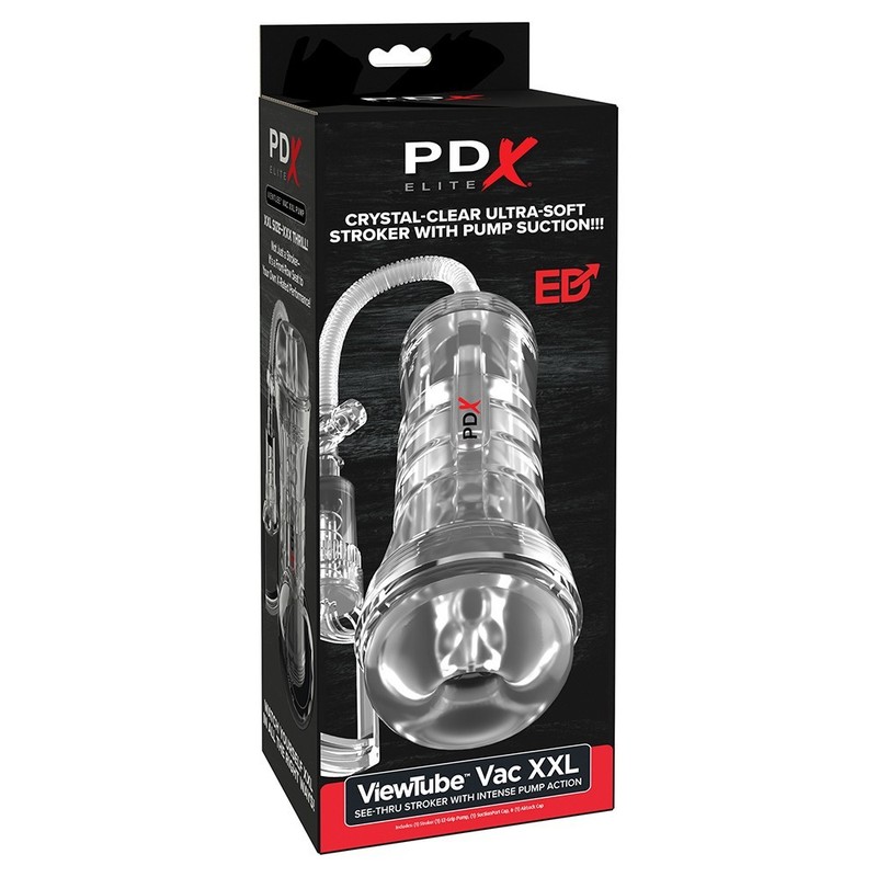 PDX Elite ViewTube Vac XXL – Crystal-Clear Ultra-Soft Stroker w Pump Suction