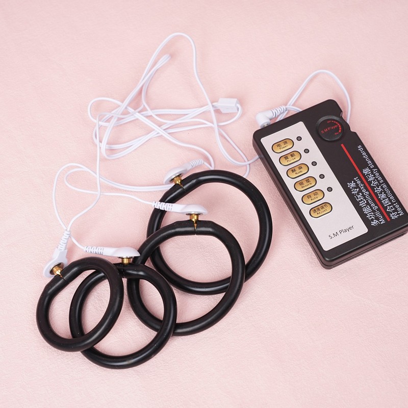 E-Stim Male Penis Ring Stimulate Silicone Extender with Power Device Men Couples gallery