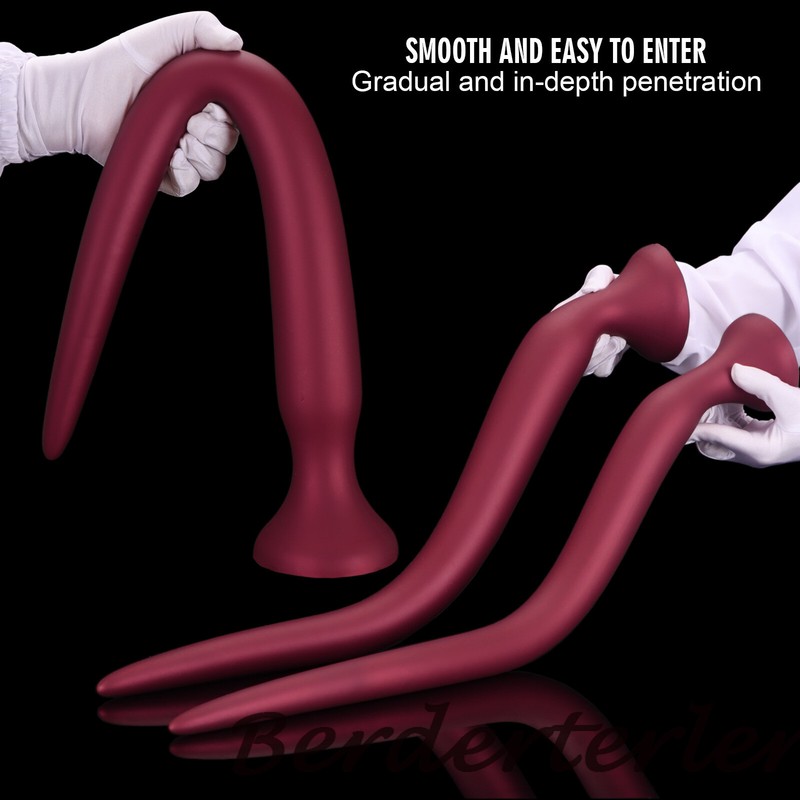 Long Red Anal Plug Deep Anal Masturbation Tool Silicone Butt Plug Anal Sex Toys gallery