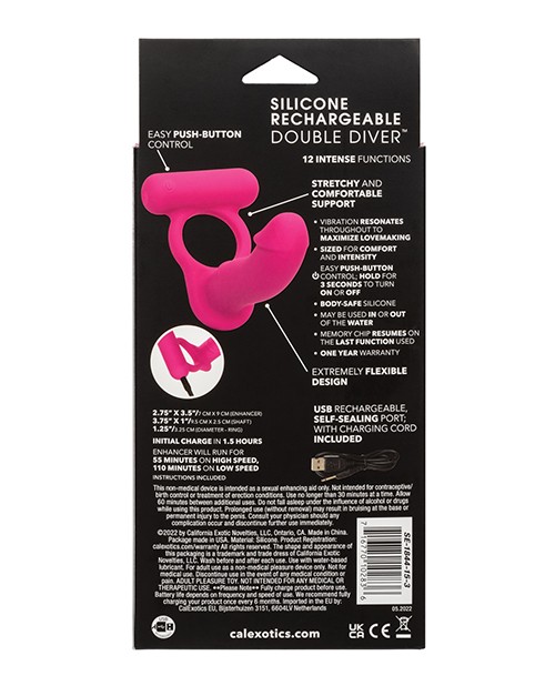 California Exotic Novelties Pink Silicone Rechargeable Double Diver Cock Ring gallery