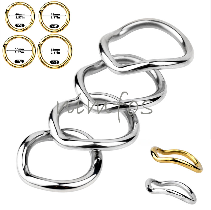 Stainless Steel Curved Cock Rings for Men Metal Scrotal Training Penis Ring