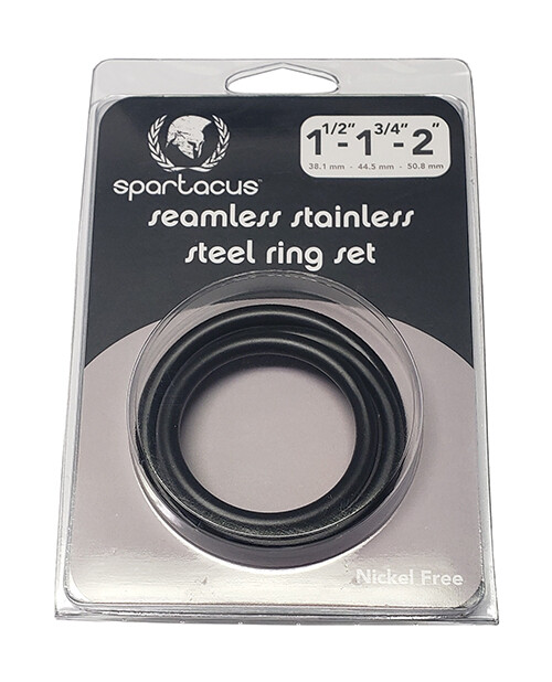 Spartacus Seamless Stainless Steel C-Ring – Black Pack of 3
