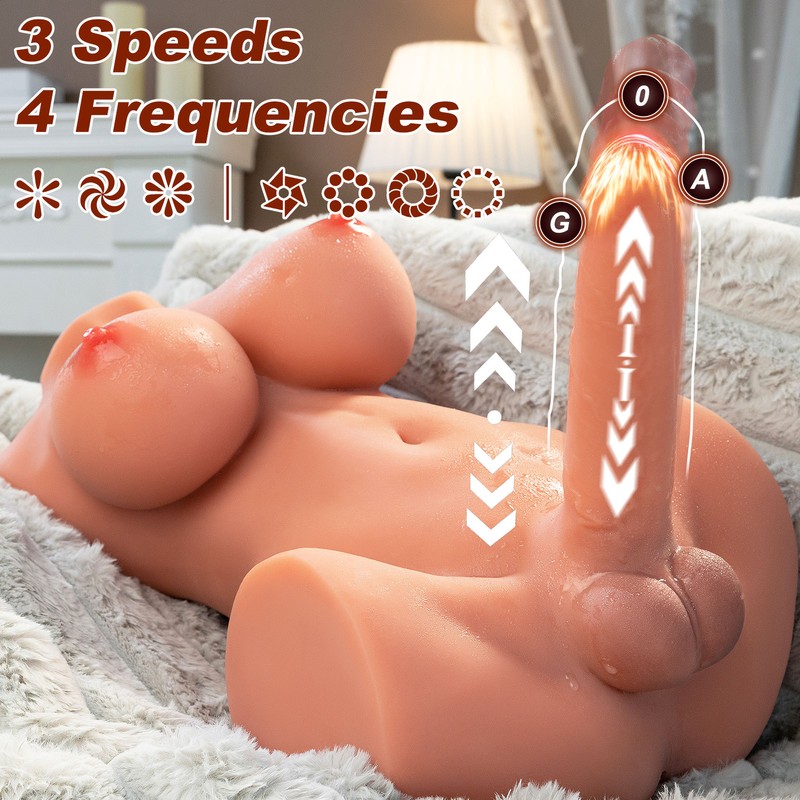 Realistic 3 Speeds Vibration Sex Toys Shemales Half Body Thrusting Masturbation