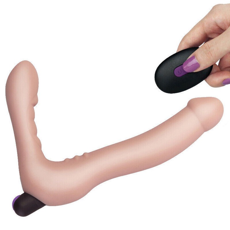8 inch Rechargeable Remote Control Strapless Strap On Dildo Vibrator 10 Speed