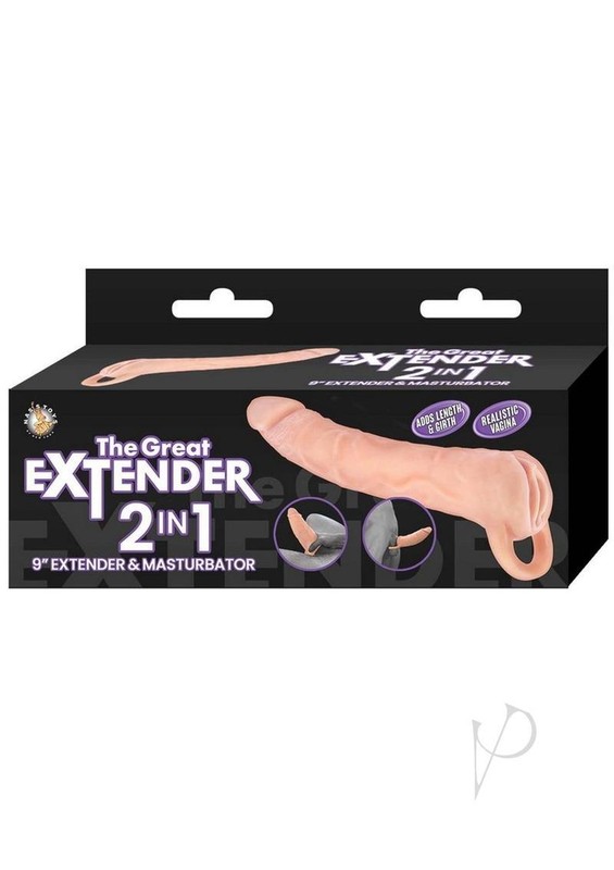 The Great Extender 2 In 1 Extender and Masturbator 9in – Vanilla