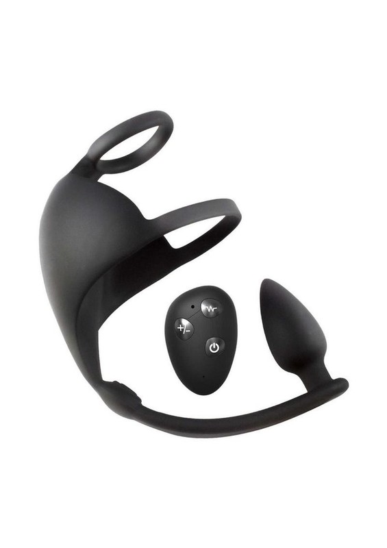 Magic Scrotum Massager Rechargeable Silicone Plug with Remote Control – Black