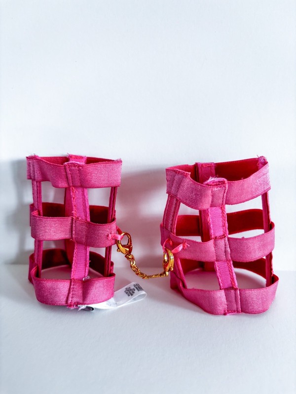 Cosabella Never Say Never Tie Me Down Pink Lace Handcuffs