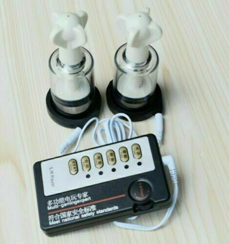 E-stim Vacuum Breast Enhancer Clitoris Nipple Sucker Twist Pump Massager sex toy