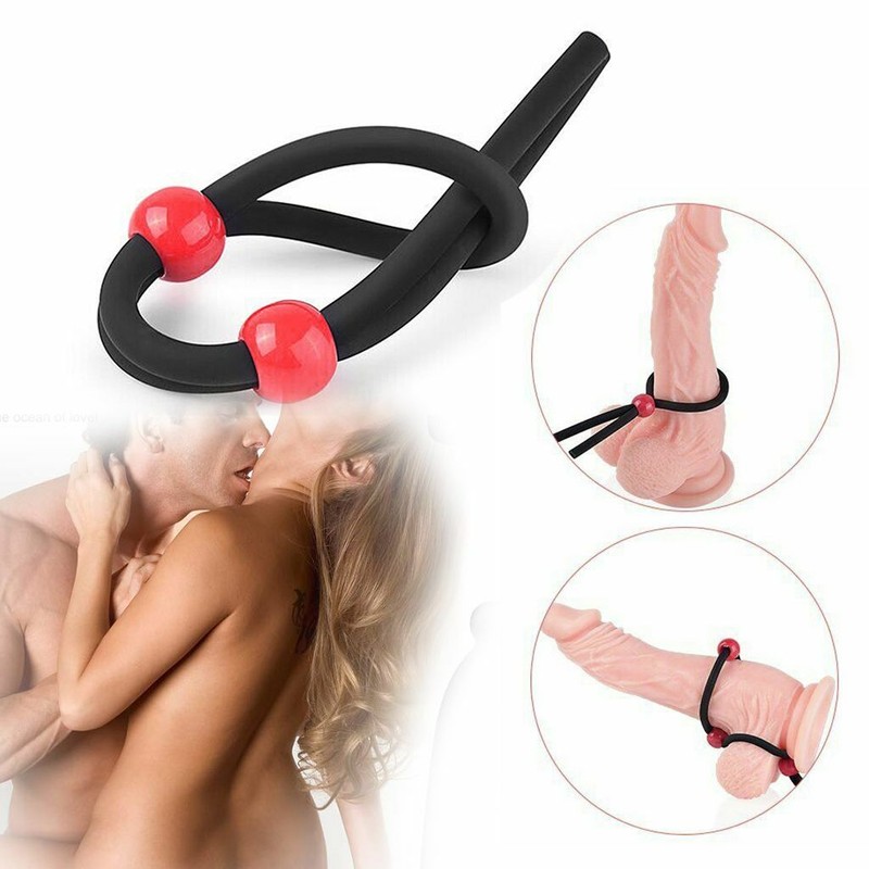 Set of 3 Male Enhancer Stretchy Adjustable Silicone Lasso Penis Cock Ring SML US gallery