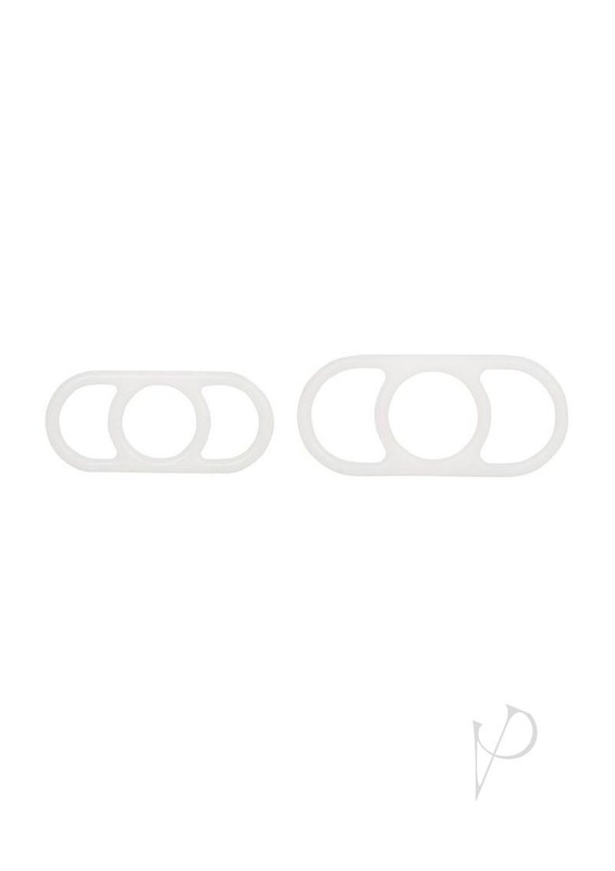 Optimum Series Silicone Erection Enhancer Cock Ring Set - White gallery