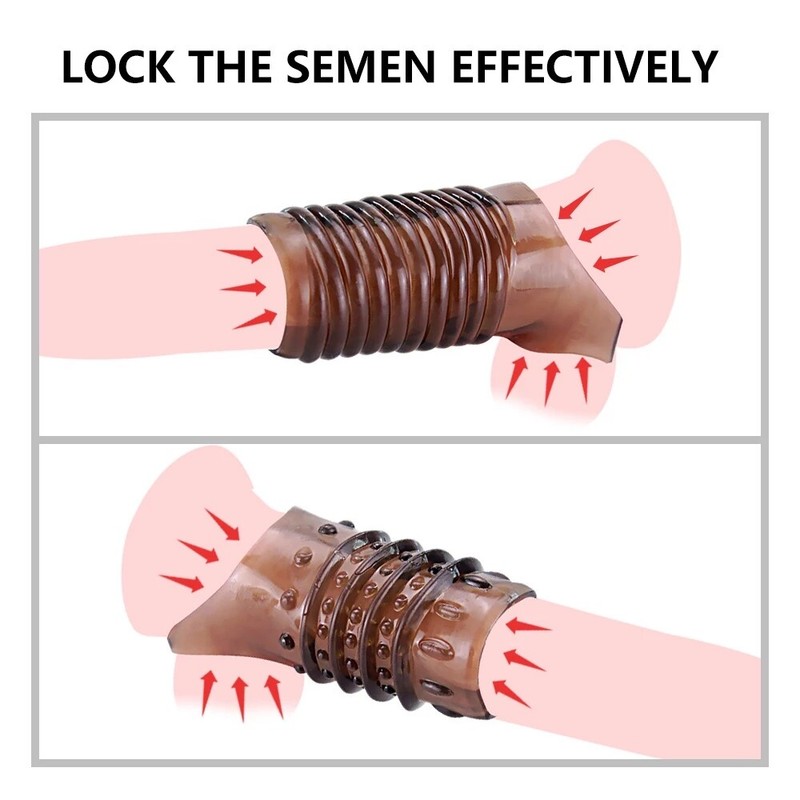 2PCS Cock Ring Glans Penis Girth Enlarger Delayed Ejaculation Sleeve Extender US gallery