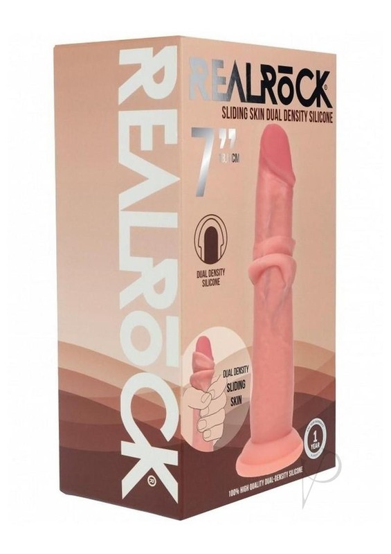 RealRock Dual Layered Silicone Realistic Sliding Skin Dildo 7in – Vanilla