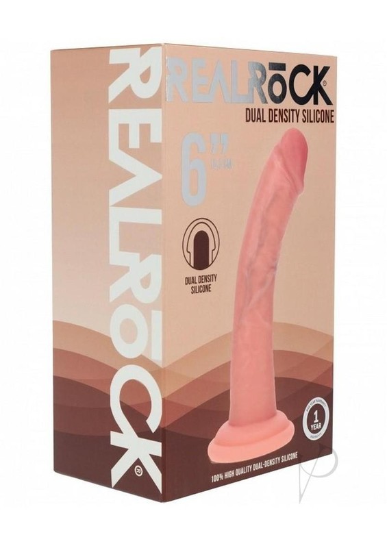 RealRock Dual Layered Silicone Curved Realistic Dildo with Suction Cup 6in –