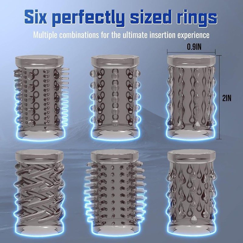 Penis Sleeve Girth Cock Rings with 6 Stretchy Textured Studded Stretchy Couple gallery