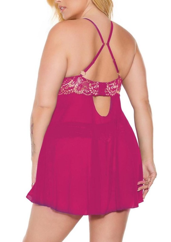 Pussycat Plus Size Babydoll and Thong Set gallery