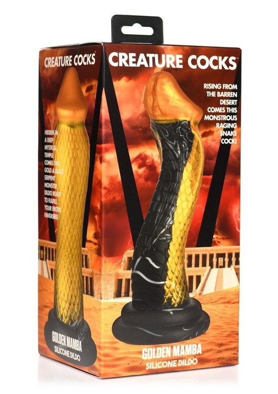 Creature Cocks Golden Mamba Silicone Dildo – Gold/Black