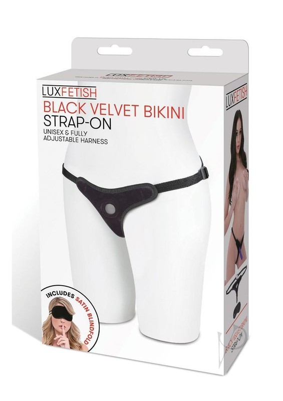Lux Fetish Velvet Bikini Strap-On Adjustable – Black