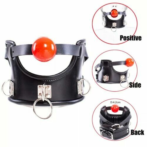 Bondage Ball Mouth Gag with Collar Torture Restraints Head Harness Slave BDSM gallery
