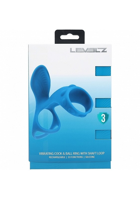 Levelz Vibrating Stretchy Silicone Cock & Ball Ring W/SHAFT Loop Teal, New