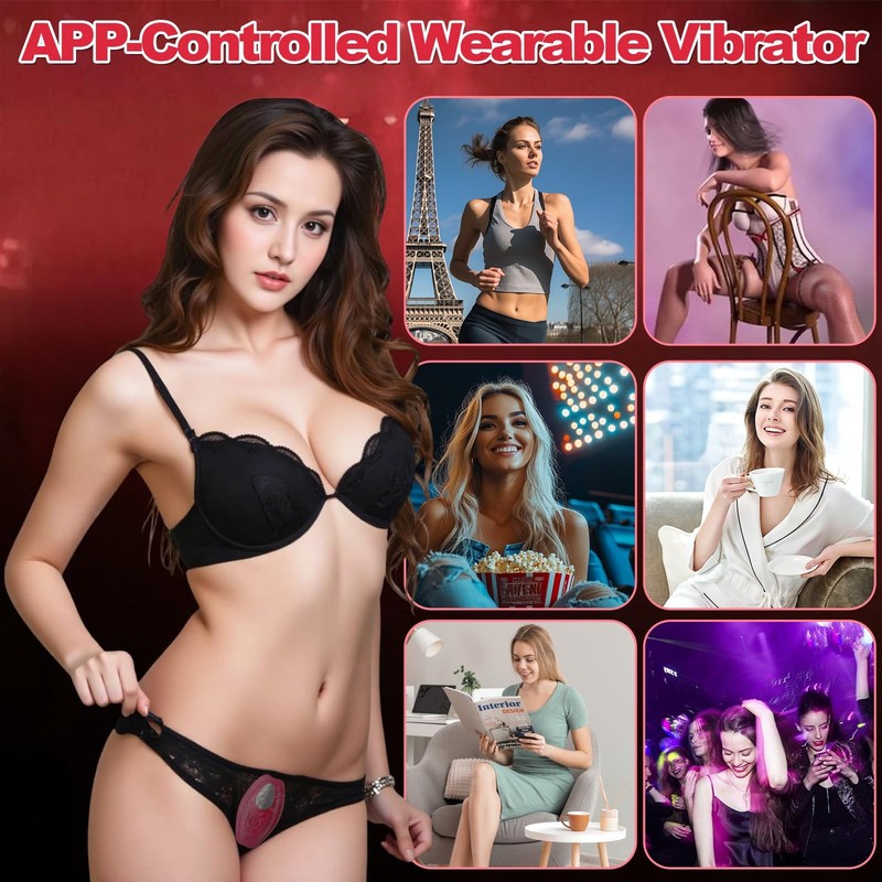 APP Remote Control Wearable Panty Vibrator Tongue Toy for 77*40*54mm, Rose gallery