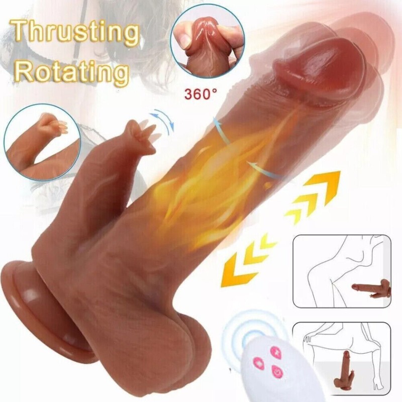 Thrusting Dildo Heating Rotating Licking Vibrator Suction Cup Sex Toy for Women