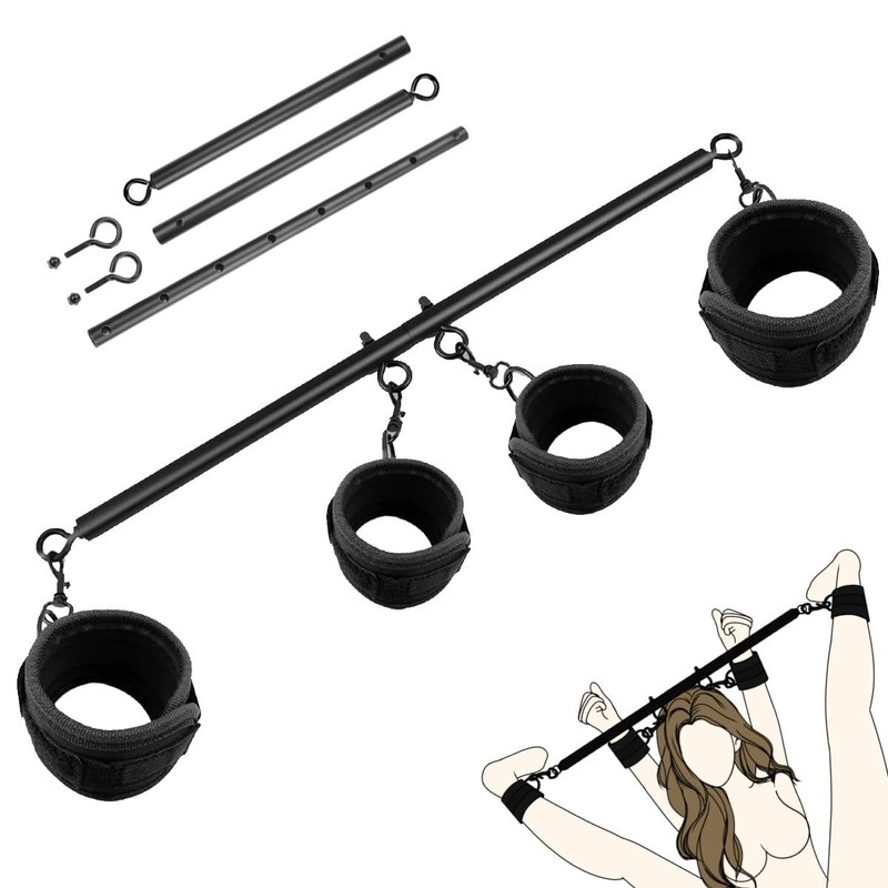 Spreader Bar Sex Toys Furniture Restraints with 1 Piece Set, Black