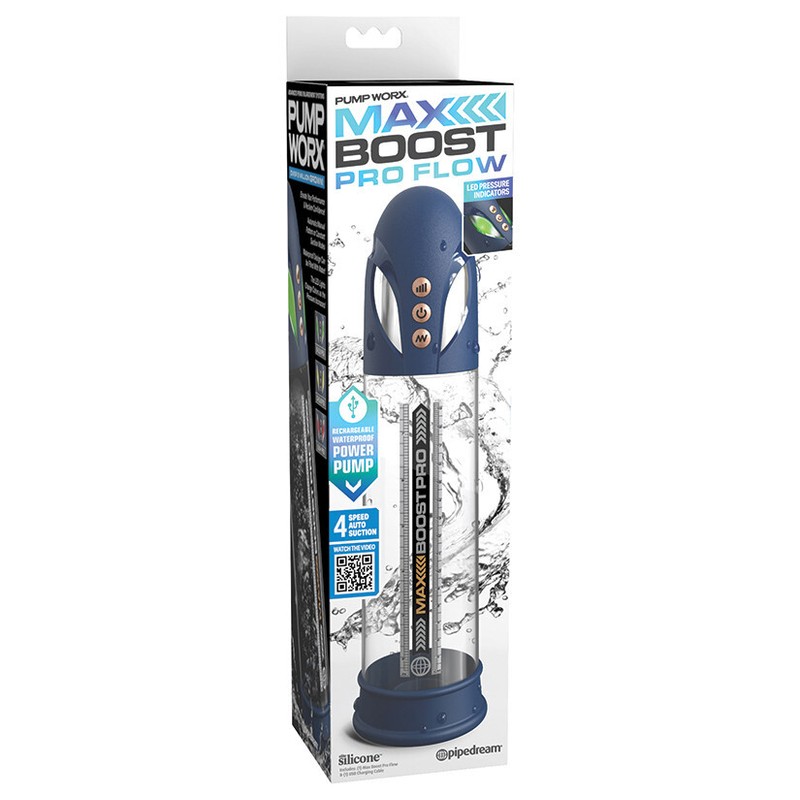 Pump Worx Max Boost Pro Flow Rechargeable Automatic Waterproof Penis Power Pump