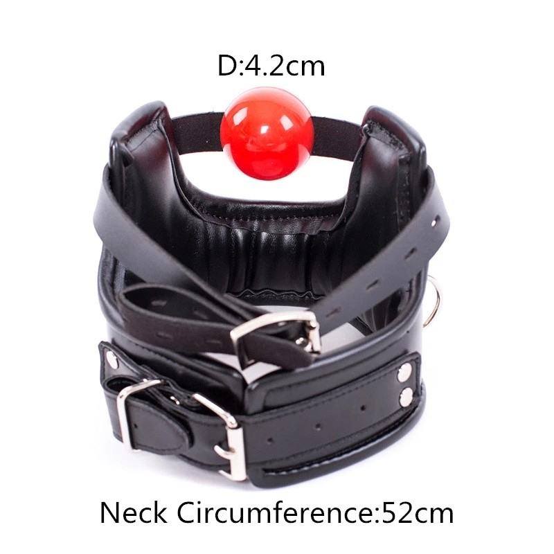 Bondage Ball Mouth Gag with Collar Torture Restraints Head Harness Slave BDSM gallery