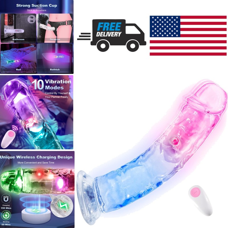 Realistic Clear Vibrating Dildo 6 Inch G Spot Vibrator with 10 Vibration Modes